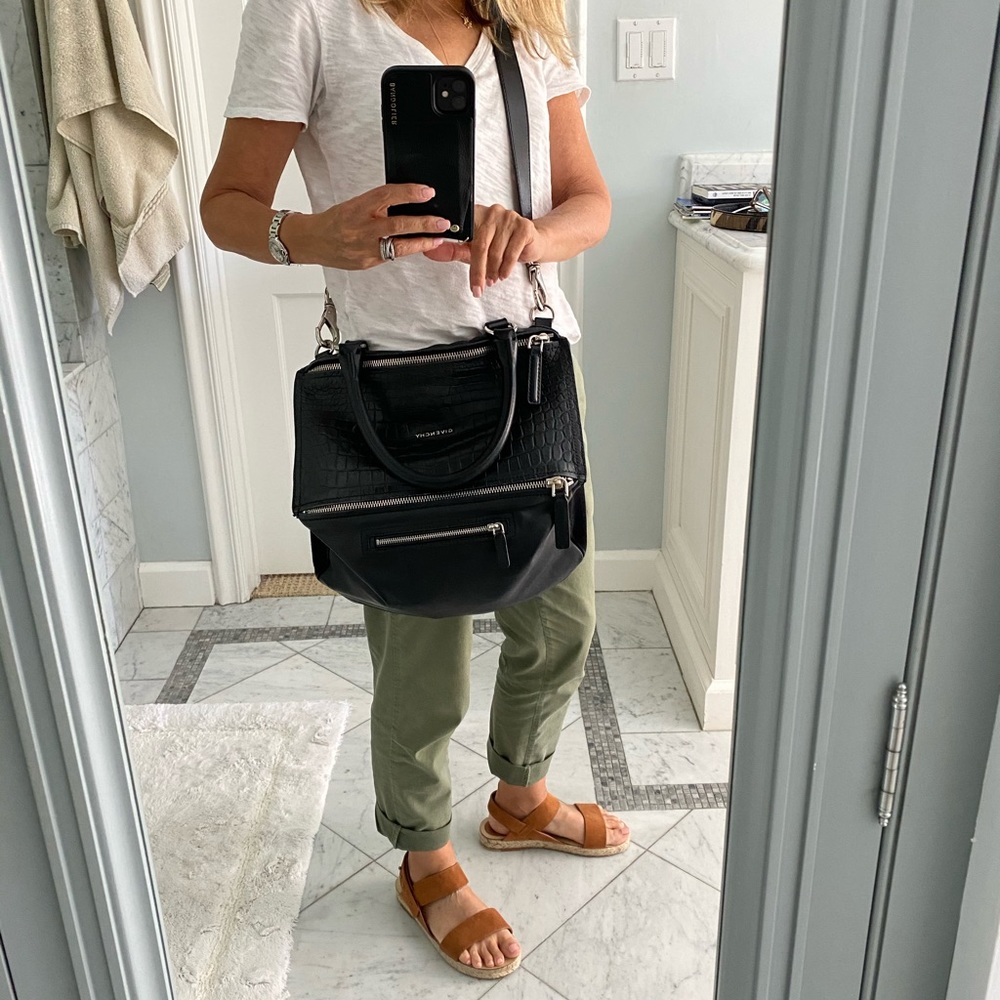 Givenchy black faux crocodile-medium satchel